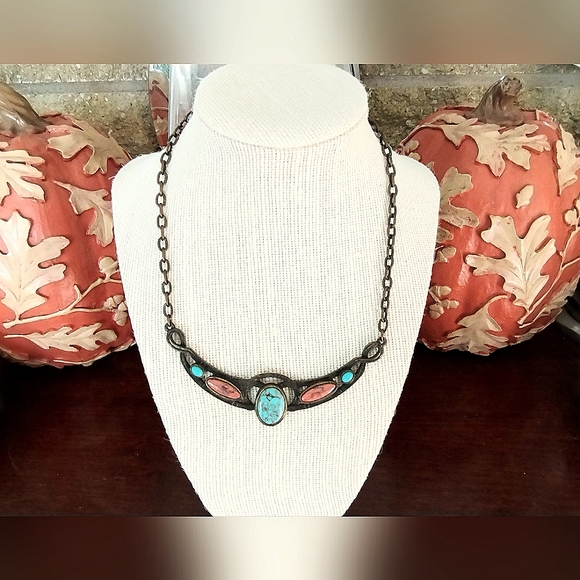 Caroline Emmons Turquoise & Corral, Style Rustic Vibe Bib Necklace - Picture 12 of 13